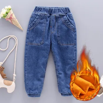 Fleece tepelnej chlapci dievčatá zimné nohavice super teplé deti džínsové nohavice-jeans detské oblečenie