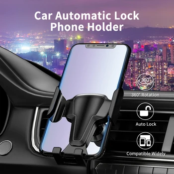 FLOVEME Auto Lock Gravitácie Auto Držiaka Telefónu, Pre iPhone 12 11 SE 2020 Zásuvky Air Vent Klip Mount Držiak Mobilného Telefónu, Auto Stand