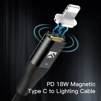 FLOVEME PD Typu C, Osvetlenie, Magnetické Kábel 18W Magnet Rýchle Nabíjanie Kábel Pre iPhone 11 XR XS 8 Plus Údajov USB Typu C Nabíjačky