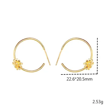 Flyleaf 18k Zlata Kruh, Kvet Fantázie Hoop Náušnice Pre Ženy Femme Jednoduché Reálne 925 Sterling Silver Earings Módne Šperky
