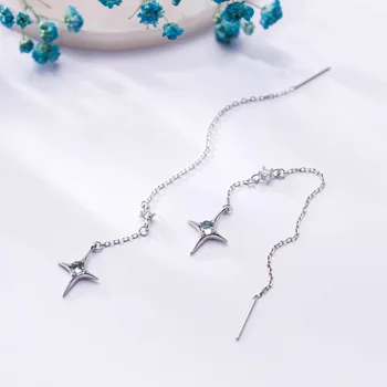 Flyleaf Arctic Hviezdne Svetlo Crystal Earings Módne Šperky Dlhé Náušnice Kvapka Pre Ženy, Skutočné 925 Sterling Silver Jemné Šperky