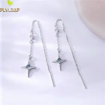 Flyleaf Arctic Hviezdne Svetlo Crystal Earings Módne Šperky Dlhé Náušnice Kvapka Pre Ženy, Skutočné 925 Sterling Silver Jemné Šperky