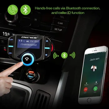 FM Vysielač Bluetooth FM Modulátor 2 Port Rýchle Nabíjanie 3.0 Nabíjačky, Handsfree Súprava do Auta 1.65