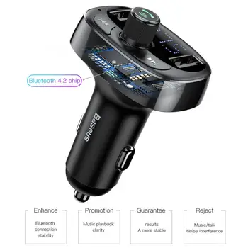 FM Vysielač Bluetooth Hands-Free Car Kit MP3 Prehrávač TF Karty, USB Nabíjačka, Auto Príslušenstvo