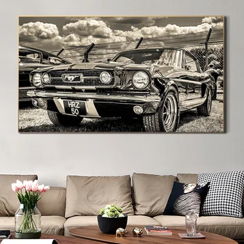 Ford Mustang Klasické Auto Retro Wall Art Decor Obrázok Na Plagáty A Vytlačí Vintage Luxusné Auto Plátno, Maľovanie Na Obývacia Izba