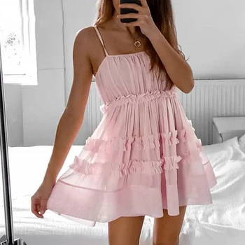 Foridol sexy špagety popruh tylu šaty letné ženy 2021 backless prehrabať elegantné krátke mini šaty oka ružové party šaty sundress