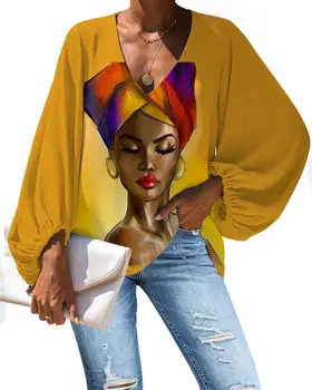 FORUDESIGNS Blúzka Šifón Africkej Ženy Vzor Ženy, Blúzky, Vintage Dámy s Dlhým Rukávom Značky Šaty, Topy pre Pani Jar roku 2020
