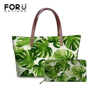 FORUDESIGNS Dámy Luxusný Dizajn kabelky pre Ženy Tropical Palm Leaf Tlač Kabelky Ženy Fashion Top-Rukoväť, Taška&Peňaženky