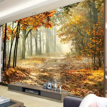 Foto Tapety Moderné Jesenného Lesa 3D nástennú maľbu Obývacej Izby, Spálne, Jedálne, Romantické Domova Nástenné Maľby Nástenné Papiere