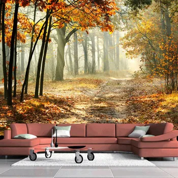 Foto Tapety Moderné Jesenného Lesa 3D nástennú maľbu Obývacej Izby, Spálne, Jedálne, Romantické Domova Nástenné Maľby Nástenné Papiere