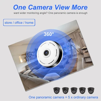Fotoaparát 360 1080P HD Stupeň Panoramatické Fotoaparát, WIFI IP Fisheye Široký Uhol Mini Bezdrôtovej Krytý Domov Bezpečnostné Kamery CCTV P2P Cloud