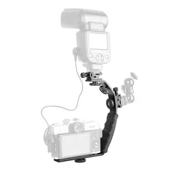 Fotoaparát L Stenu Mount Video Grip L-Držiak Dual Flash Cold Shoe Mount 1/4 palca Statív Skrutku, Ťažkých Polstrované Rukoväte Dslr C