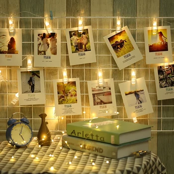 Fotografia Visí Klipy String Svetlo Photo Collage Displej Led Ligotať Svetlo s Klip Domov Spálne Dekorácie pre Picture Card