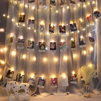 Fotografia Visí Klipy String Svetlo Photo Collage Displej Led Ligotať Svetlo s Klip Domov Spálne Dekorácie pre Picture Card