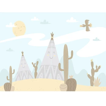 Fotografie prostredí Narodeniny západnej kovboj púšti stan kaktus deti strany fotografického pozadia photocall photophone