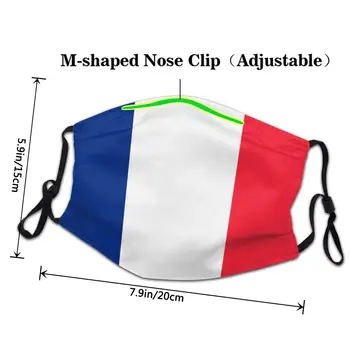 Francúzskou Vlajkou Non Jednorazové Trendy Úst Tvár Masku Proti Vetru odolný proti otrasom, prachu Polyester ochranný Kryt Utlmiť pre Mužov, Ženy
