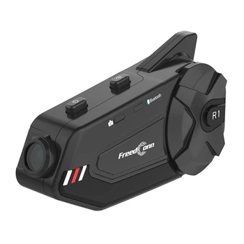 FreedConn R1-Plus Motocykel videorekordér Headset 1000M 6 Jazdcov Bluetooth Skupiny Intercom Prilba Headset