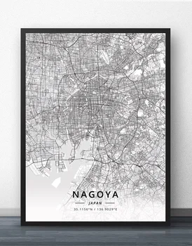 Fukuoka Hirošime Kumamoto Kjótskeho Nagoja Osaka, Tokio, Japonsko Mapu, Plagát