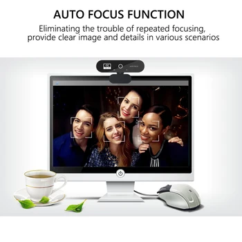Full HD Webcam 4K 2K 1080P Auto Focus Web Mini Kamera, PC Počítač USB Web Cam pre živé prenosy videohovory Konferencie