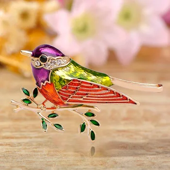 Funmor Smalt Vták Brošňa Gold-farba Crystal Klobúk Rameno Príslušenstvo, Oblečenie Batoh Odznak Zvierat Svadobné Ženy Brošne Kolíky