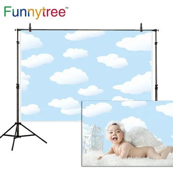 Funnytree Fotografie Pozadí modrej oblohy biely oblak lietadlom dieťa sprcha pozadí narodeniny photozone strany Photo studio tapety
