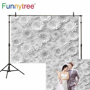 Funnytree photophone pozadí malá veľkosť, farba biela 3D kvet stene baby fotografie pozadia photocall svadobné tenké vinyl