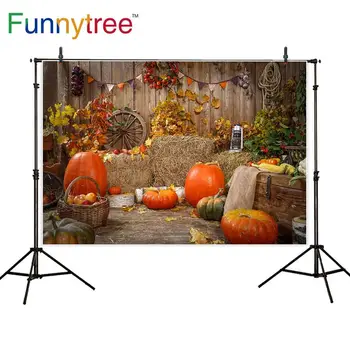 Funnytree pozadie photophone krytý jesenné Vinobranie tekvica drevené nástenné dosky sklad sena Foto Fotografie na Pozadí