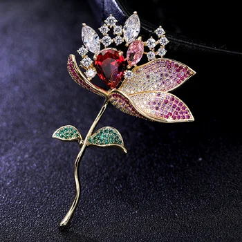 FXLRY Elegantné Lotosový Kvet Brošňa Šperky, Luxusné Pin Jemná Kvetinová Brošňa pre Ženy, Dievča, Svadobné Kolíky Broches