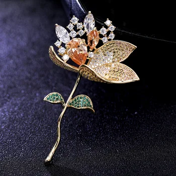FXLRY Elegantné Lotosový Kvet Brošňa Šperky, Luxusné Pin Jemná Kvetinová Brošňa pre Ženy, Dievča, Svadobné Kolíky Broches