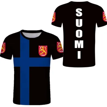 Fínsko Vlastné tričko SUOMEN Vlajka Znak SUOMI Tee Košele fínsky Vlajka Modrý kríž Osobné Meno Počet tričko