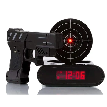 Gadget Cieľ Laser Strieľa Zbraň Budík Digitálny Elektronický Písací Stôl Hodiny Tabuľka Sledovať Nixie Hodiny Spánok Cieľ Herné Hodiny