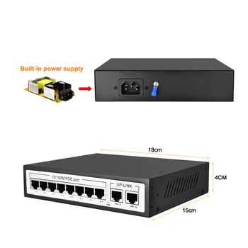 Gadinan 4CH 8CH 48V Sieť POE Switch Ethernet s 8 Porty IEEE 802.3 af/v pre IP kamery/Wireless AP/CCTV kamerový systém
