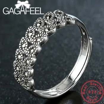 GAGAFEEL Thai Strieborné Prstene s Marcasite S925 Šterlingov Strieborné Prstene pre Ženy, Ženské Svadobné Jewelries