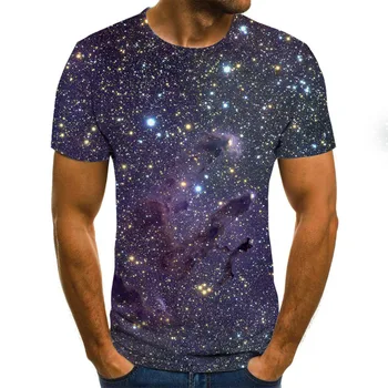 Galaxy priestor vzor 3D tlač T-shirt príležitostné letné štýl módy tlače-krátke rukávy T-shirt pánske tričko art street handričkou