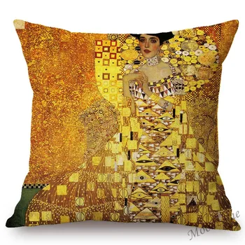 Galéria Umenia Dekorácie Vankúš Zlato Žltá Farba Gustav Klimt Olejomaľba Kiss Hotel Lobby Domova Gauč Hodiť Vankúš