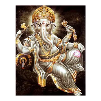 Ganeš Diamond Maľovanie na Plné Kolo Indických Náboženských Portrét Nové Lepenie Vŕtať Kríž Výšivky Elephant Trunk Boh Bohatstva