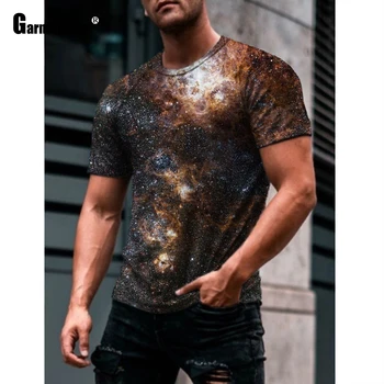 Garmenting Plus Veľkosť Mens Top Módne oblečenie 3D Pinted T-shirt 2021 Nové Letné Bežné Pulóvre Kolo Krku T Shirt Mužov 5XL