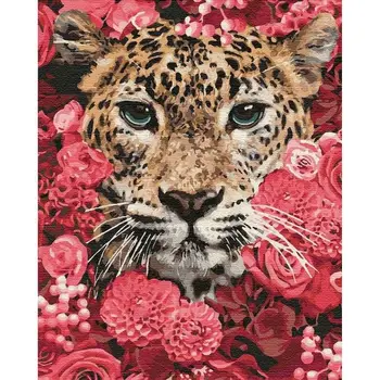 Gatyztory Kvet Leopard Maľovanie Podľa Čísel Pre Dospelých, Deti HandPainted Živočíšny Olej, Maliarske Plátna Kreslenie, Kresby Na Stenu Dekor