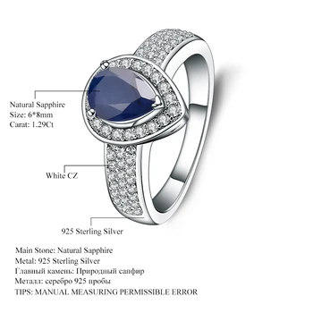 Gem Balet 1.29 Ct Oválne Prírodné Blue Sapphire Drahokam, Svadobné, Pre Ženy Svadby 925 Sterling Silver Módne Jemné Šperky