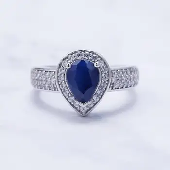 Gem Balet 1.29 Ct Oválne Prírodné Blue Sapphire Drahokam, Svadobné, Pre Ženy Svadby 925 Sterling Silver Módne Jemné Šperky
