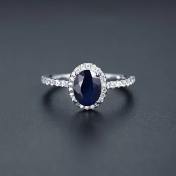 Gem Balet 1.66 Ct Oválne Prírodné Blue Sapphire 925 Sterling Silver Drahokam Svadobné Temperament Prstene Pre Ženy, Jemné Šperky