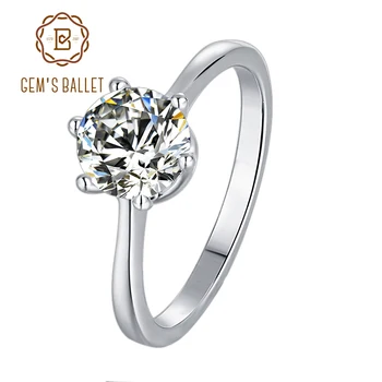 GEM BALET 1Ct Moissanite Krúžok 6 Kolík Solitaire Zásnubný Prsteň 925 Sterling Silver Sľub Diamond Pre Ženy, Jemné Šperky