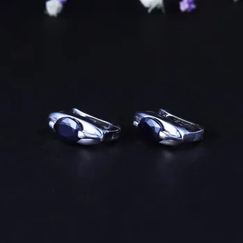 GEM BALET 925 Sterling Silver Klasické Drahokam Šperky Sady Prírodné Blue Sapphire Krúžok Náušnice Set Pre Ženy, Matky Darček