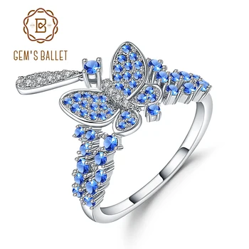 GEM BALET Swiss Nano Blue Butterfly Krúžok 925 Sterling Podiel Vintage Romantické Svadobné Prstene Pre Ženy, Jemné Šperky