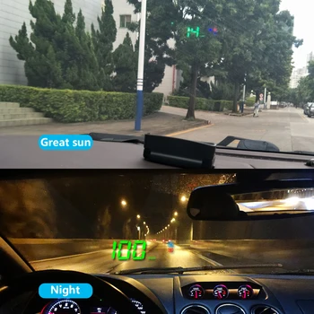 GEYIREN A2 HUD GPS Digitálny Rýchlomer Hlavu Hore Zobrazenie prekročenia rýchlosti Upozornenie Alarm čelné Sklo Projektor Pre Auto