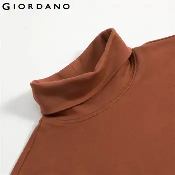 Giordano Ženy Tshirts Obyčajný Turtleneck Soild Tee Tričko Bavlna Dlhé Rukávy Mäkké Bežné Camiseta Mujer 05320787