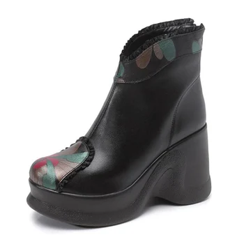 GKTINOO 2020 Topánky Ženy Pohodlné Jesenné Originálne Kožené Členkové Topánky pre Ženy Mäkké Kliny Platformu Topánky Dámske