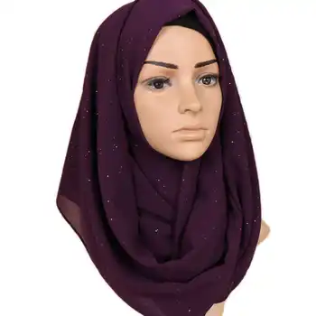 Glitters Hidžáb Obyčajný Šatku Moslimských Zábal Šatka Na Hlavu Gold Sparkle Leskom