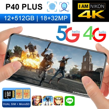 Globálna Verzia 6.8 palcový P40Plus Smartphone s kapacitou 8 gb RAM, 256 GB ROM 4 Kamery Snapdragon 855 Tvár ID Octa-Core Mobile Telefóny Veľkoobchod