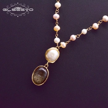 GLSEEVO Jemné Prírodné Čerstvá Voda White Pearl Prívesok Náhrdelník Šperky Pre Ženy Minimalistický Luxusné Strany Moda Mujer 2019 GN0156